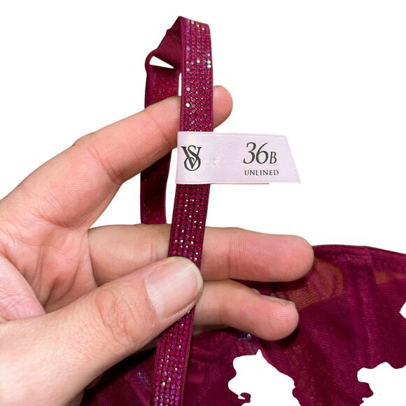 New victoria’s Secret VERY SEXY 36B Sheer Shine Unlined Low-Cut Demi Bra red - Picture 4 of 7